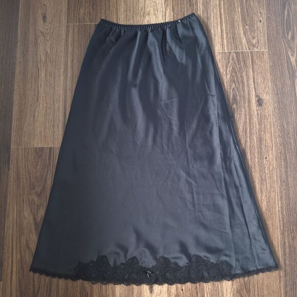 💙 Vintage Maidenform Midi Slip Skirt Size S/M Lace Bow Detail 60's Fall - Picture 1 of 8